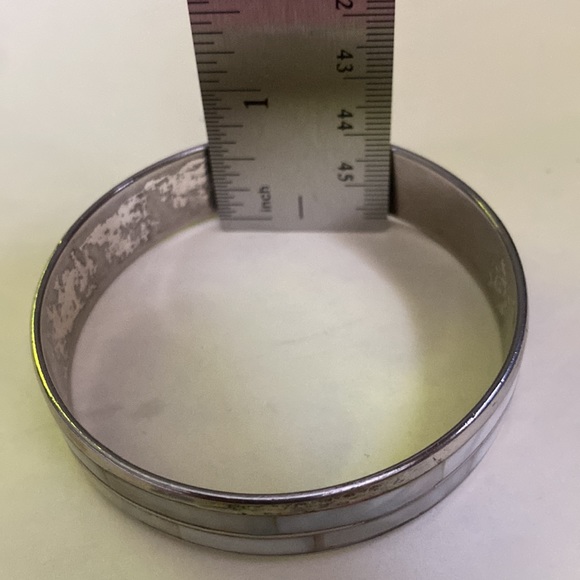 Beautiful Antique Vintage Silvertone Mother-of-Pearl Abalone Fashion Bracelet! - Picture 5 of 8